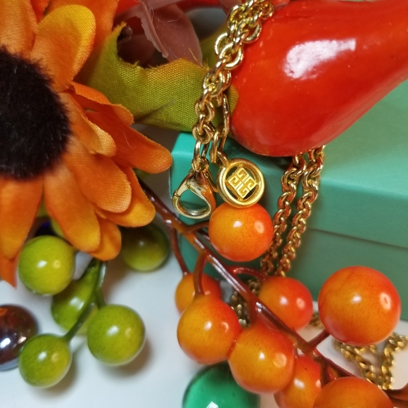 AUTHENTIC 90s GIVENCHY MONACLE GLASS SIGNED STAMPED PENDANT NECKLACE - Picture 9 of 12